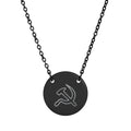 Engraved Hammer & Sickle Circle Necklace — Communist Symbol Pendant