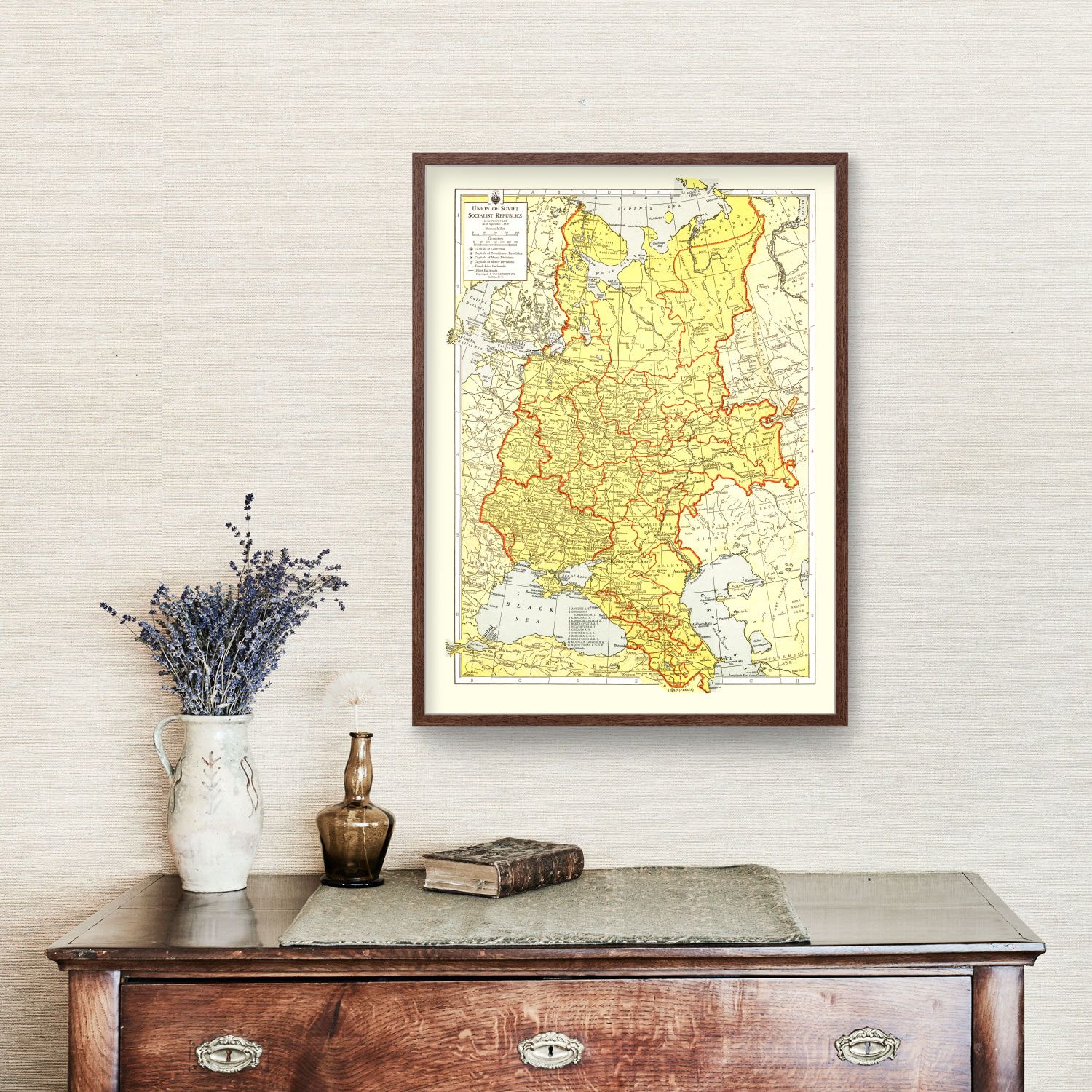 Vintage Map of Soviet Union 1943