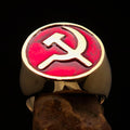 Excellent crafted Men's Socialist Ring Hammer Sickle Red - Solid Brass